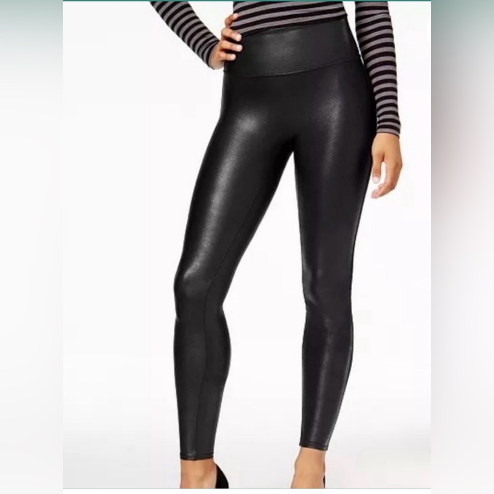 SPANX faux leather leggings, size large, black